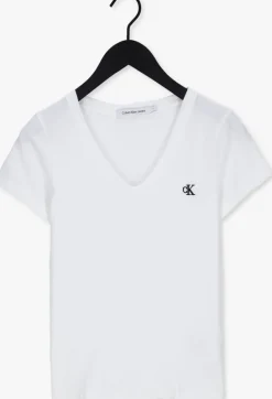 witte calvin klein t-shirt ck embroidery stretch