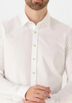 witte cast iron casual overhemd long sleeve shirt twill jersey 2 tone