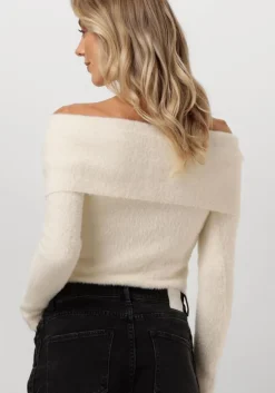 witte catwalk junkie trui off shoulder long sleeve knit
