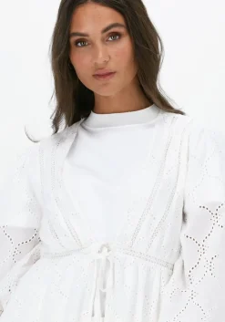 witte colourful rebel maxi jurk sandy broderie anglaise maxi kimono dress