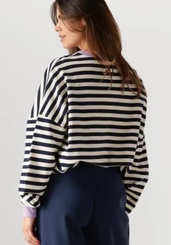 witte colourful rebel trui stripe contrast dropped shoulder sweat