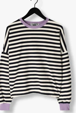 witte colourful rebel trui stripe contrast dropped shoulder sweat