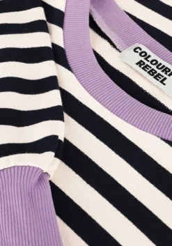 witte colourful rebel trui stripe contrast dropped shoulder sweat