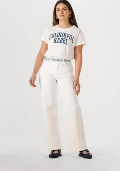 witte colourful rebel wijde broek gaias high rise wide leg denim pants