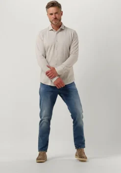 witte dstrezzed casual overhemd kirk shirt melange pique