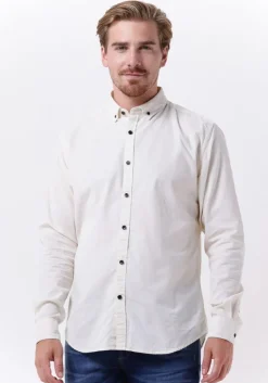witte dstrezzed casual overhemd button down shirt babycord