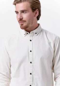 witte dstrezzed casual overhemd button down shirt babycord