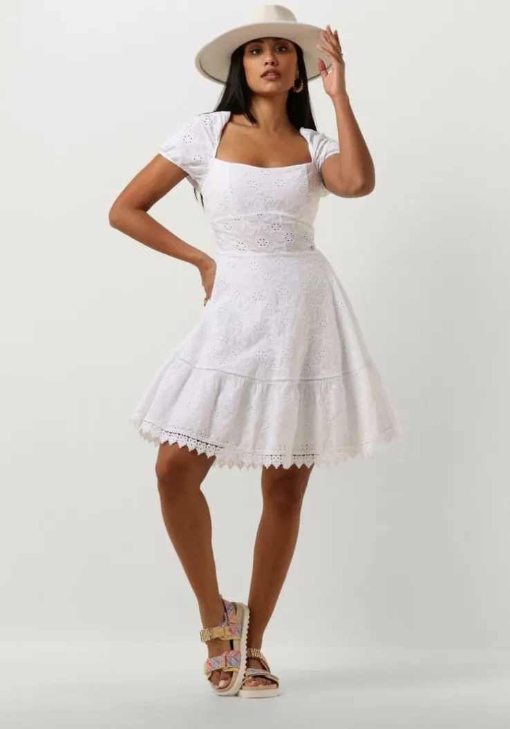 witte guess mini jurk ss clio flare midi dress
