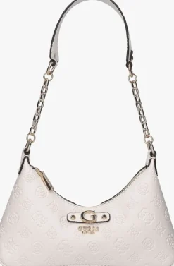witte guess schoudertas gerty top zip shoulder bag