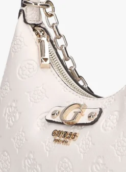 witte guess schoudertas gerty top zip shoulder bag