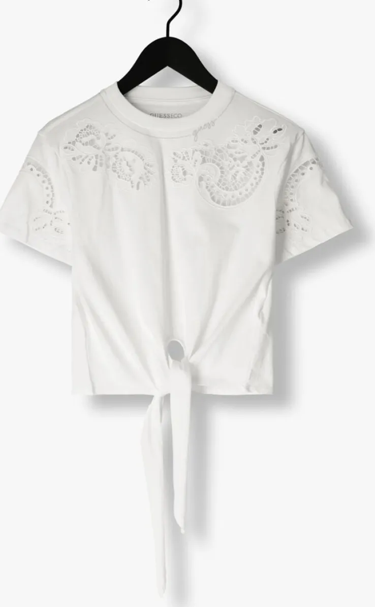 witte guess t-shirt ss cn ajour lace tee