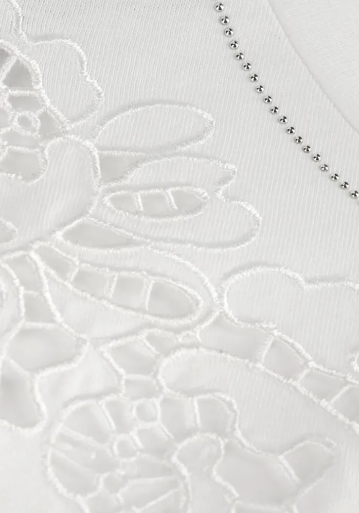 witte guess t-shirt ss cn ajour lace tee