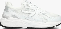 witte hub lage sneakers grid-w