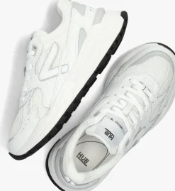 witte hub lage sneakers grid-w