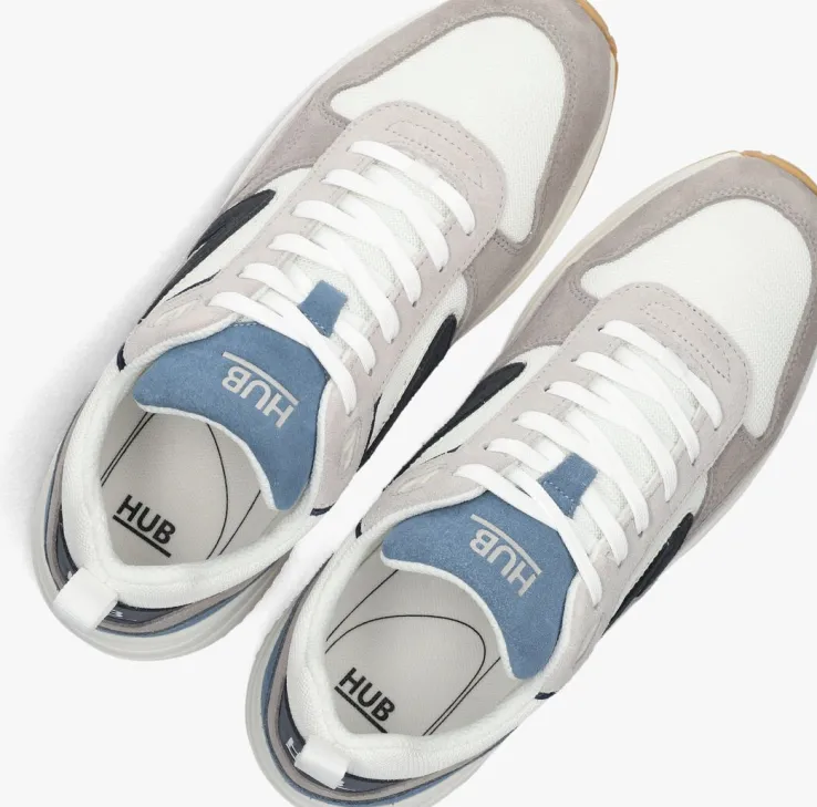 witte hub lage sneakers glide