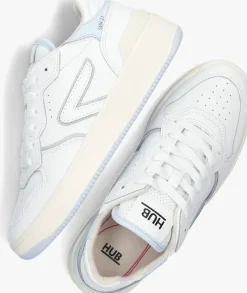 witte hub lage sneakers smash