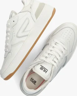 witte hub lage sneakers smash