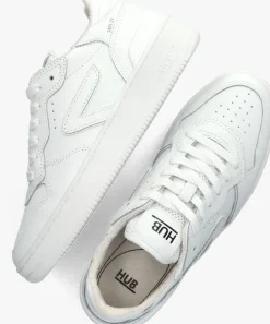 witte hub lage sneakers smash