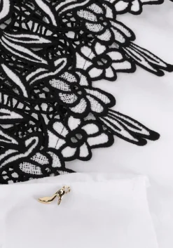 witte jansen amsterdam blouses cv777 cotton voile blouse with black/white lace detail 3/4 sleeve