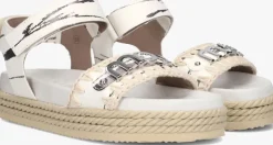 witte mou platte sandalen rope sandal black with strap
