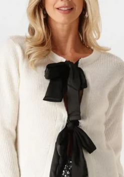 witte object vest objparvi sateen bow knit cardigan
