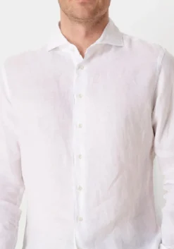 witte profuomo klassiek overhemd shirt x-cutaway linen