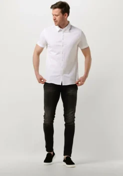 witte pure path casual overhemd pique shortsleeve button up shirt