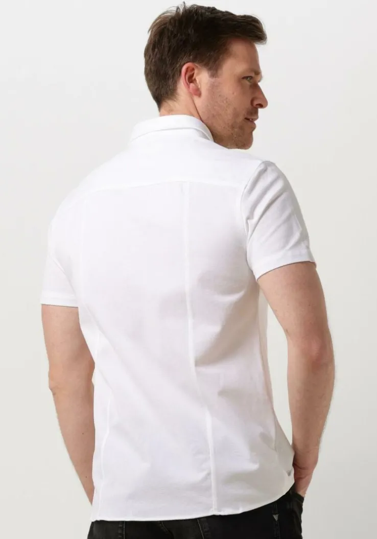 witte pure path casual overhemd pique shortsleeve button up shirt