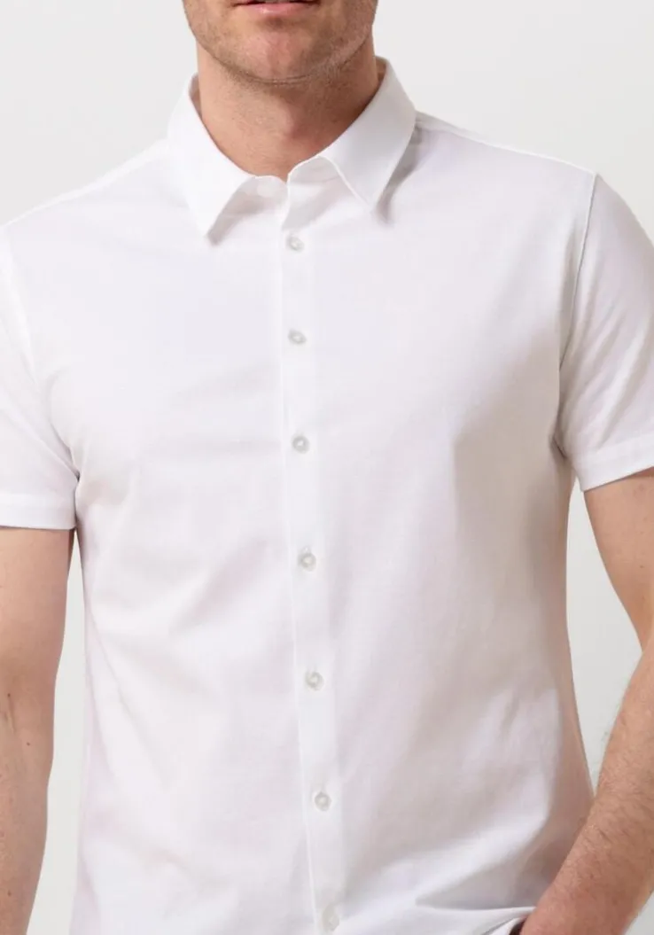 witte pure path casual overhemd pique shortsleeve button up shirt