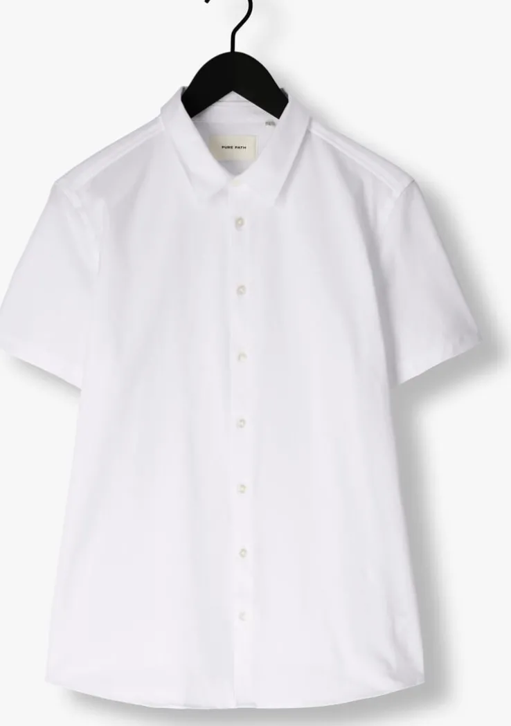 witte pure path casual overhemd pique shortsleeve button up shirt