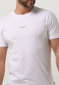 witte purewhite t-shirt tshirt with small logo on chest and big back print