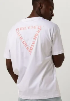 witte purewhite t-shirt tshirt with small logo at side and big back embroidery