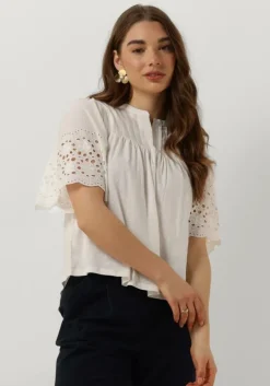 witte ruby tuesday blouses salome blouse with half embro sleeves and round neck