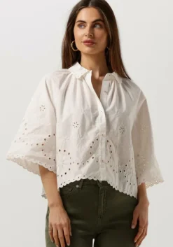 witte scotch & soda blouses crop shirt with broderie anglaise in organic cotton