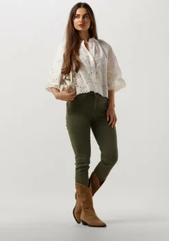 witte scotch & soda blouses crop shirt with broderie anglaise in organic cotton