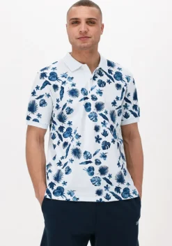 witte scotch & soda casual overhemd printed pique polo in organic cotton