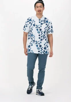 witte scotch & soda casual overhemd printed pique polo in organic cotton