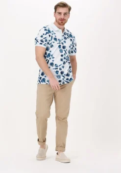 witte scotch & soda casual overhemd printed pique polo in organic cotton