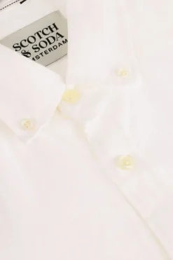 witte scotch & soda casual overhemd linen shirt ls button-d