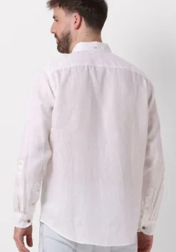 witte scotch & soda casual overhemd linen shirt with roll-up