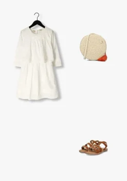 witte scotch & soda mini jurk broderie anglaise + clip jacquard