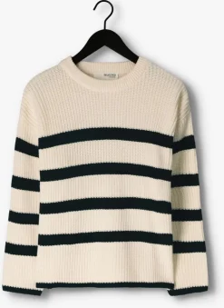 witte selected femme trui slfbloomie ls knit o-neck b