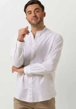 witte selected homme casual overhemd slhregnew-linen shirt ls band