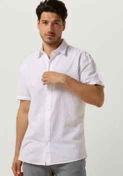 witte selected homme casual overhemd slhslimnew-linen shirt ss classic