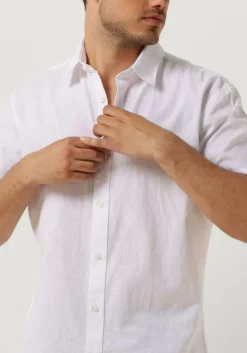 witte selected homme casual overhemd slhslimnew-linen shirt ss classic