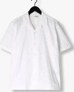 witte selected homme casual overhemd slhrelaxeli emb ss shirt
