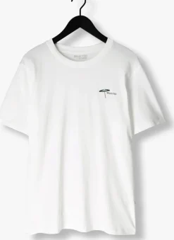 witte selected homme t-shirt slhaspen emb ss o-neck tee