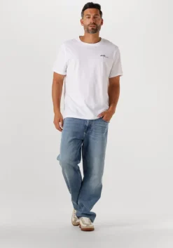 witte selected homme t-shirt slhaspen emb ss o-neck tee