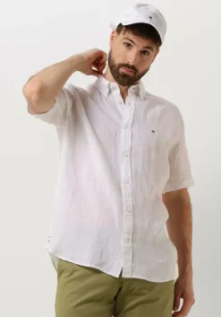 witte tommy hilfiger casual overhemd pigment dyed linen rf shirt s/s