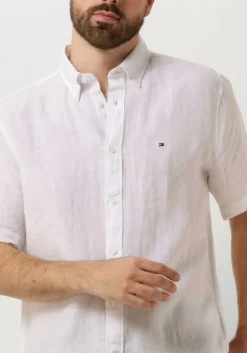witte tommy hilfiger casual overhemd pigment dyed linen rf shirt s/s